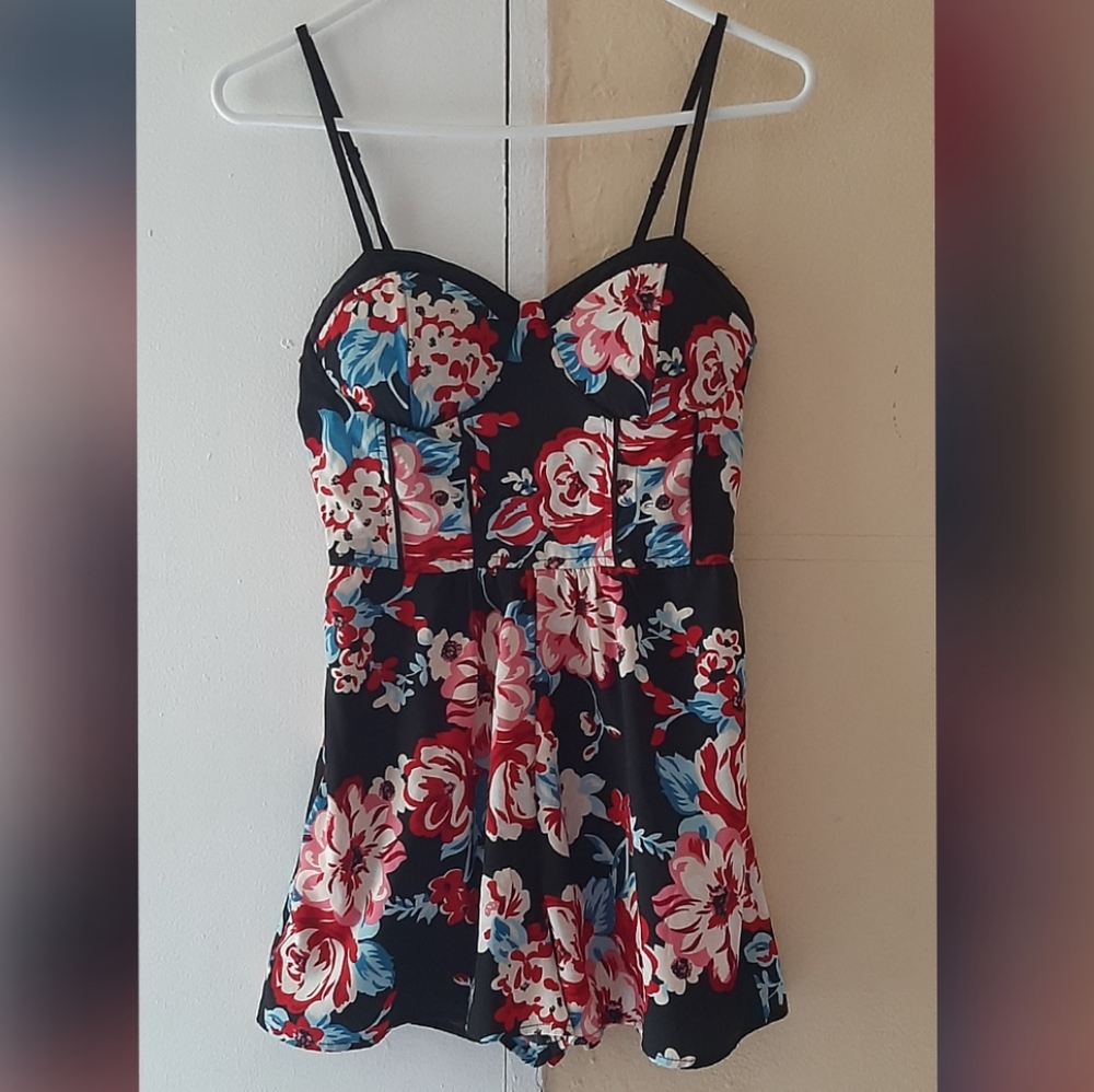 Shirred back cami romper